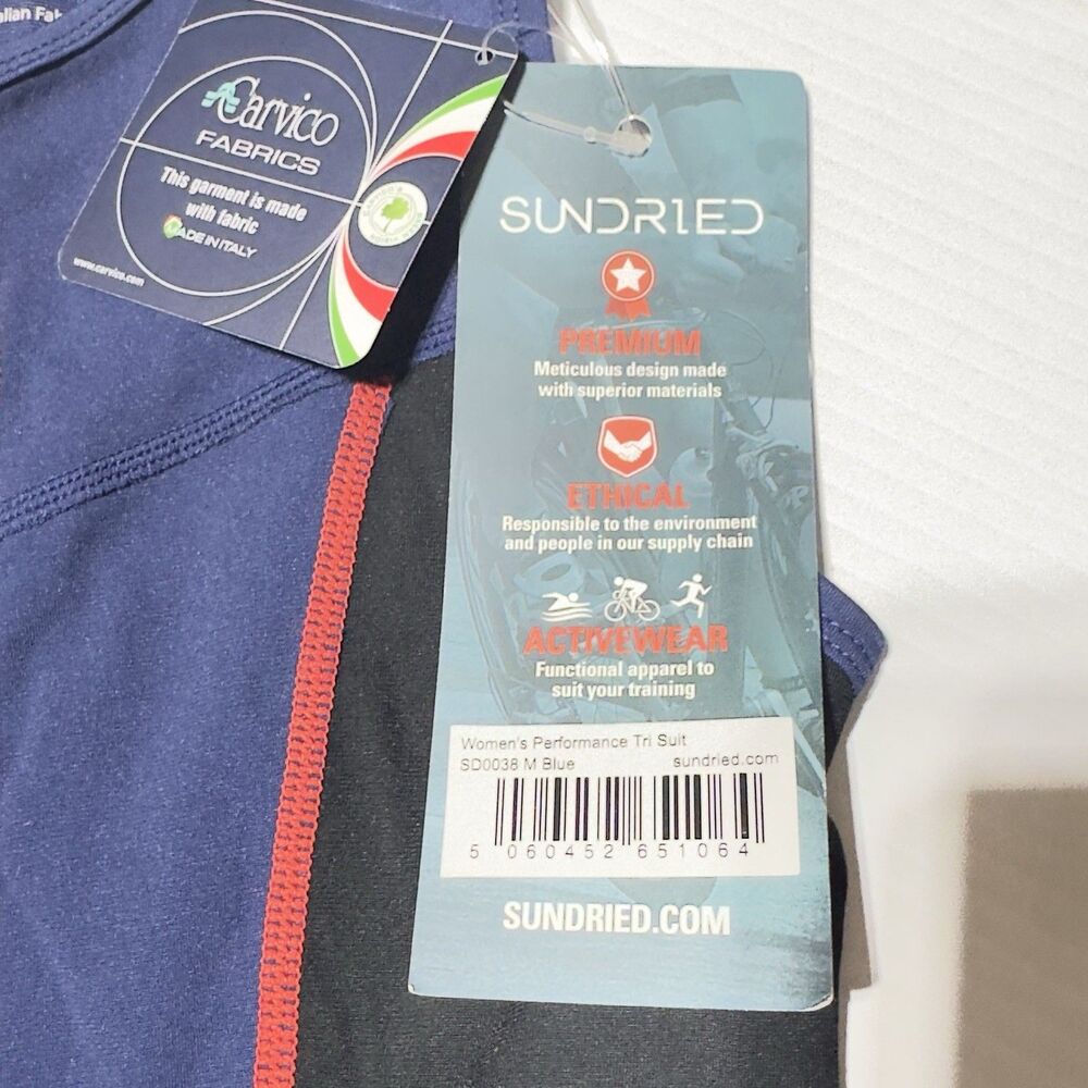 Sundried Women’s Cycling Kit Triathlon Tri Suit Padded  Skinsuit Size M Blue NWT - Picture 2 of 9